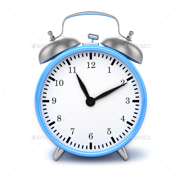 Blue retro styled classic alarm clock isolated Stock Photo by Dmitry_Rukhlenko